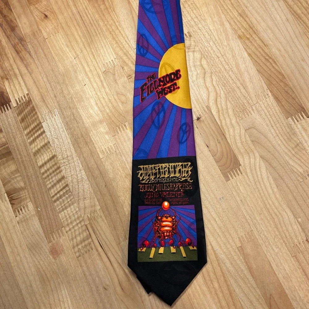 The Fillmore Poster Ties Jimi Hendrix Scarab Silk Tie Bill Graham No 140 Vintage